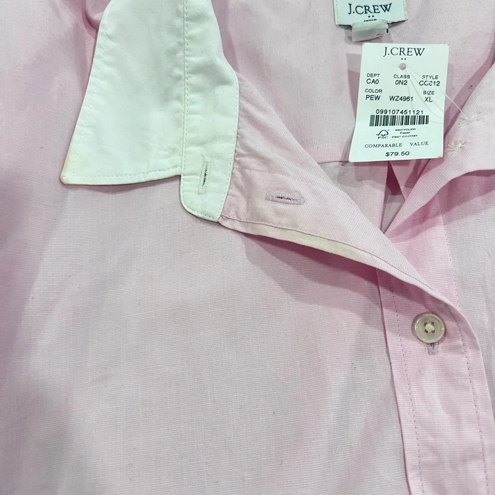 J. Crew Light Pink and White Button-Down Shirt